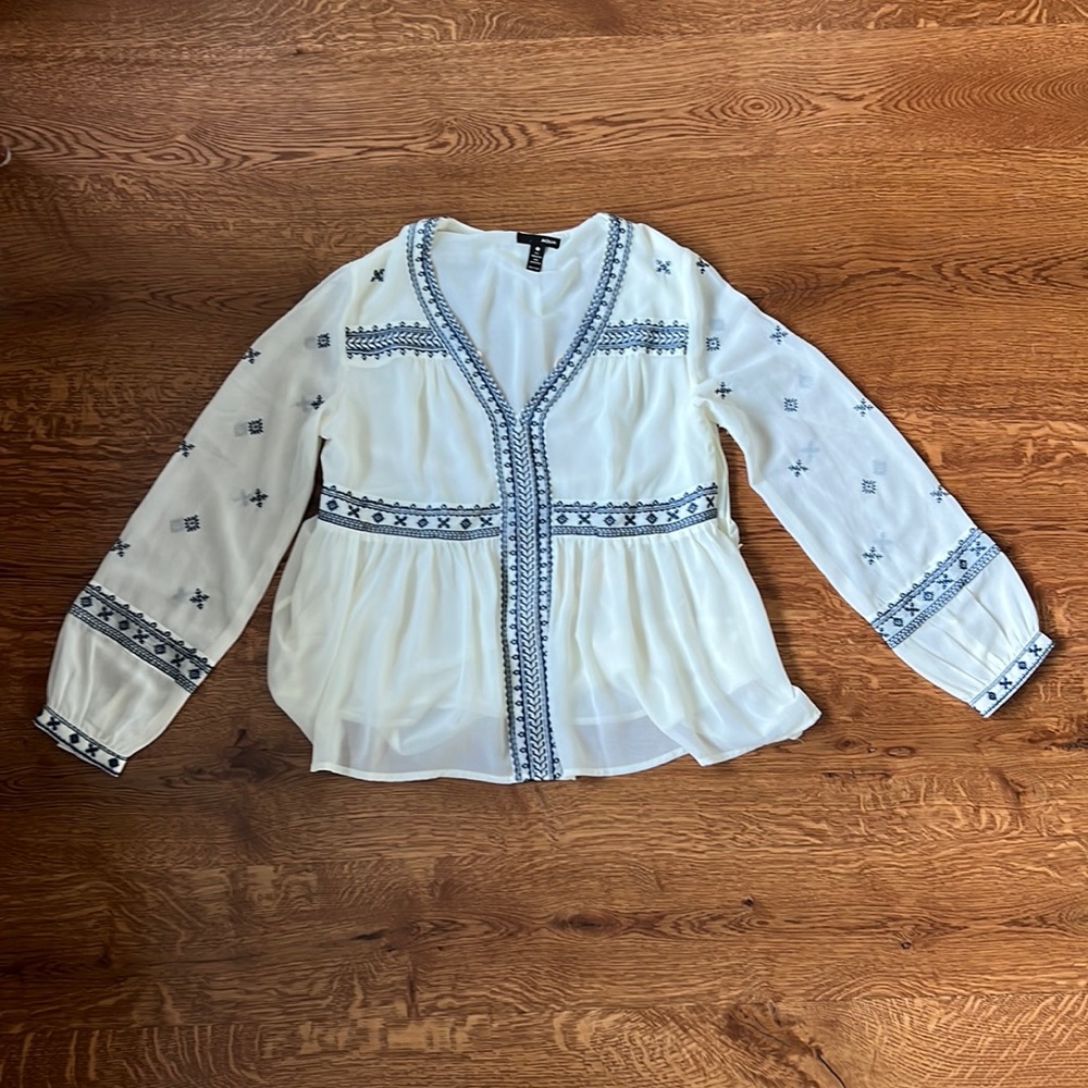 AQUA : White & Blue Blouse